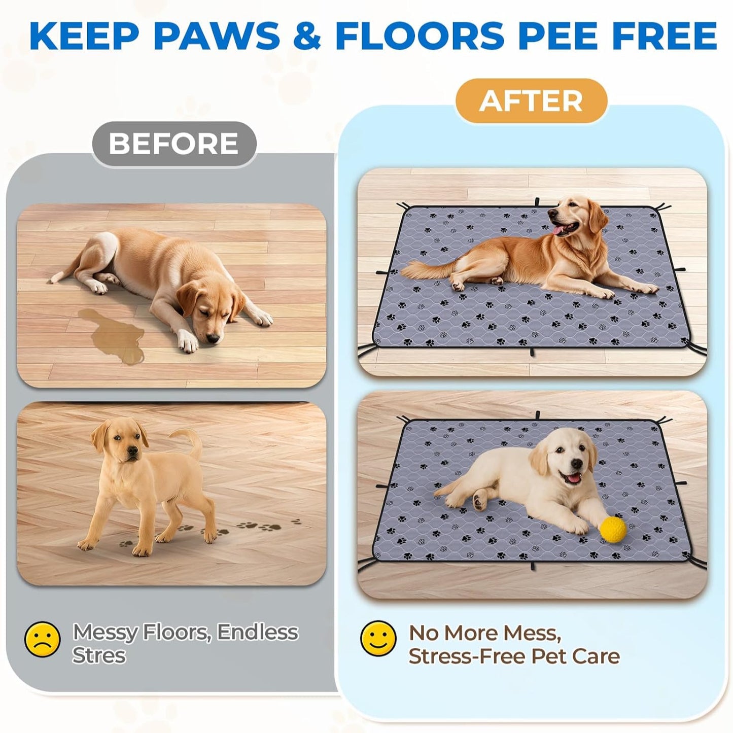 Reusable Pee Pads for Dogs (Pack of 2) | Machine Washable, Super Absorbent, Waterproof, Anti-Skid Bottom