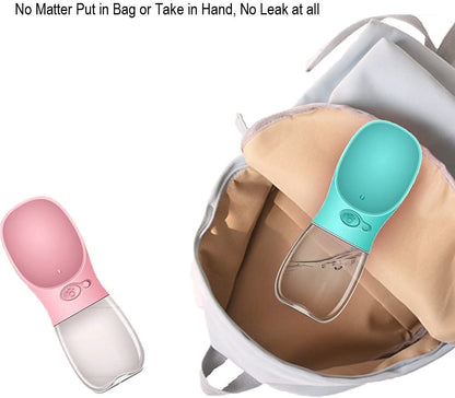 Dog Water Bottle, Leak Proof Portable Puppy Water Dispenser with Drinking Feeder for Pets Outdoor Walking, Travel, Food Grade Plastic (350ml)