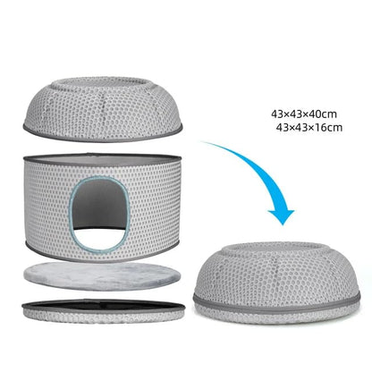 Foldable Cat Cave House I Cat Bed I Cat Nest Sleeping House for Cats & Kittens (Color - Grey)