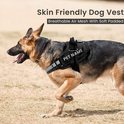 K9 Dog Harness With Name (Harness + Leash) Black