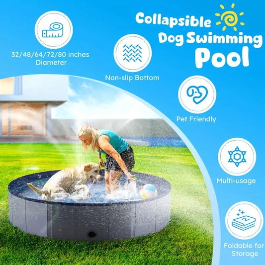 Foldable Dog Swimming Pool, Portable Pet Bath Tub
