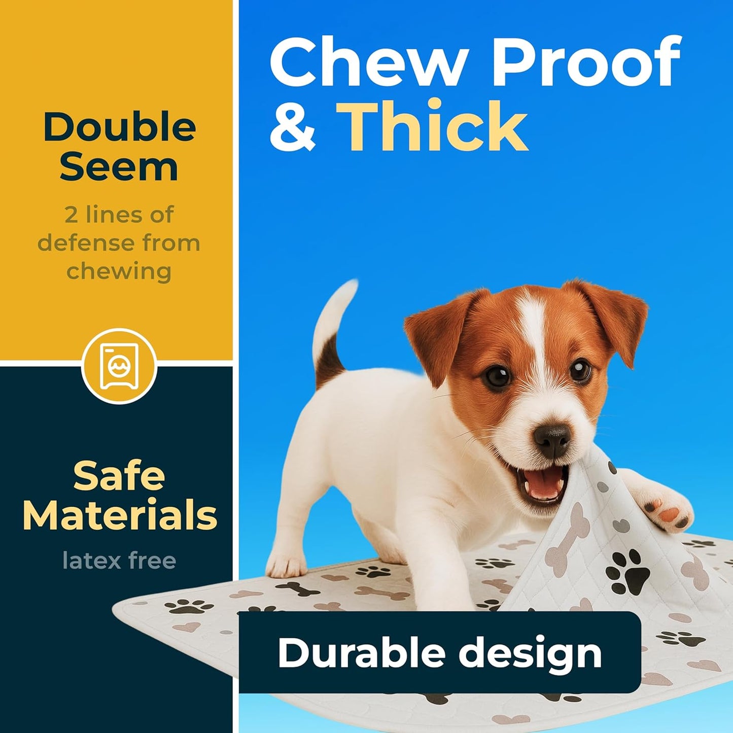 Reusable Pee Pads for Dogs (Pack of 2) | Machine Washable, Super Absorbent, Waterproof, Anti-Skid Bottom