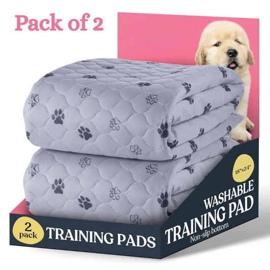 Reusable Pee Pads for Dogs (Pack of 2) | Machine Washable, Super Absorbent, Waterproof, Anti-Skid Bottom